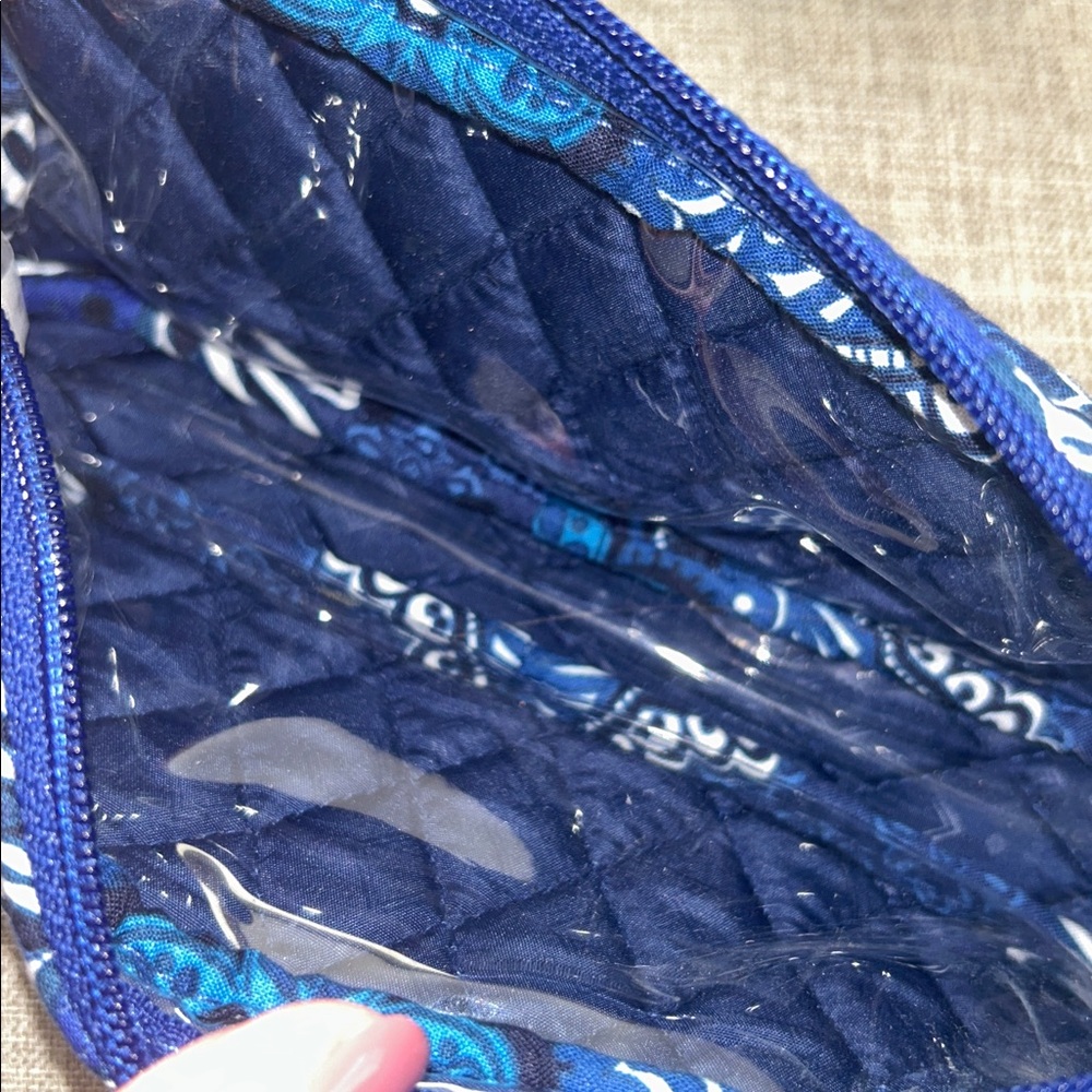 Vera Bradley Navy and Turquoise Paisley Quilted Pouch - Picture 2 of 5